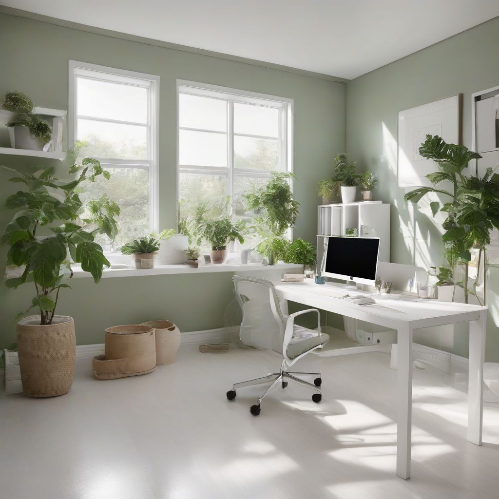  Bright Home Office with Plants