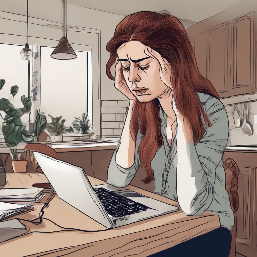 Woman Working From Home Feeling Stressed